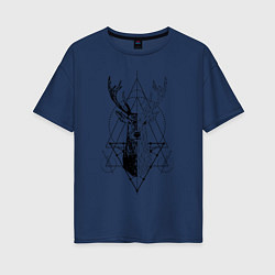 Футболка оверсайз женская Polygonal deer, цвет: тёмно-синий