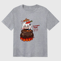 Футболка оверсайз женская Genshin Impact Paimon food, цвет: меланж