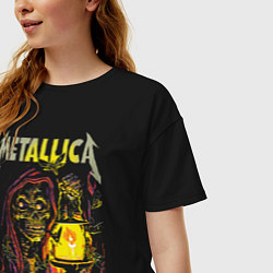 Футболка оверсайз женская Metallica - скелет со свечой, цвет: черный — фото 2