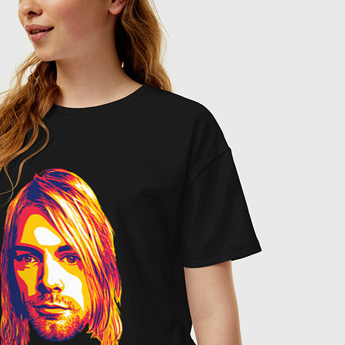 Женская футболка оверсайз Nirvana / Черный – фото 3