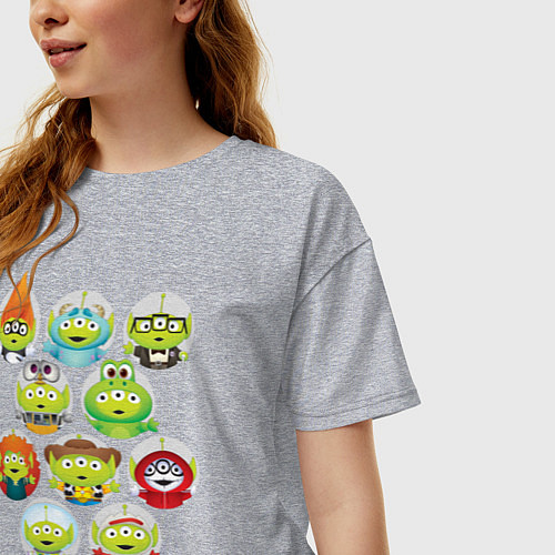 Женская футболка оверсайз Пришельцы с планеты Пицца / Меланж – фото 3