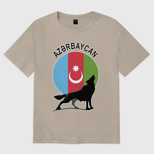 Женская футболка оверсайз Азербайджан / Миндальный – фото 1