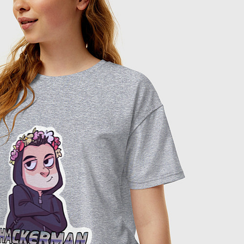 Женская футболка оверсайз Mr Robot / Меланж – фото 3