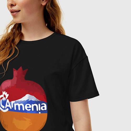 Женская футболка оверсайз Армения / Черный – фото 3