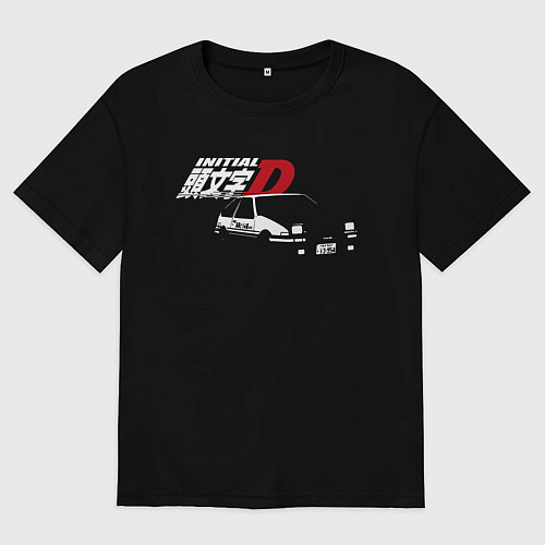 Женская футболка оверсайз INITIAL D / Черный – фото 1