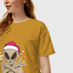 Футболка оверсайз женская Alien Santa, цвет: горчичный — фото 2