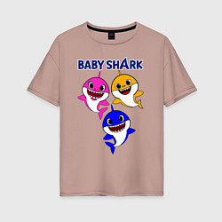 Футболка оверсайз женская Baby Shark, цвет: пыльно-розовый