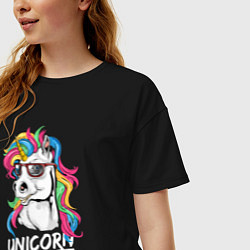 Футболка оверсайз женская Unicorn hipster, цвет: черный — фото 2