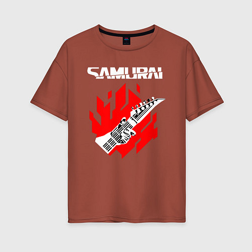 Женская футболка оверсайз CYBERPUNK 2077 SAMURAI / Кирпичный – фото 1