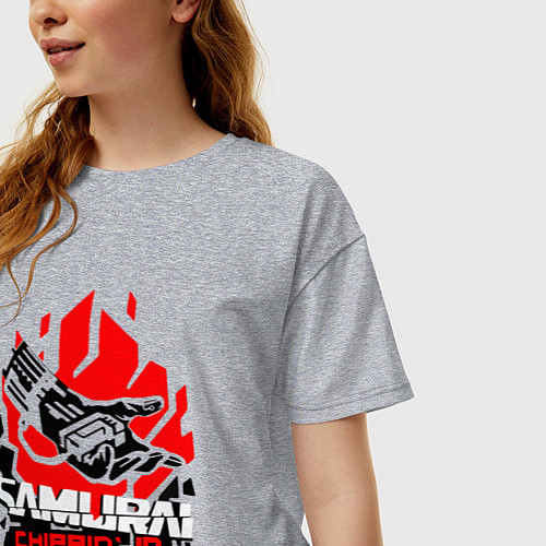 Женская футболка оверсайз CYBERPUNK 2077 SAMURAI / Меланж – фото 3
