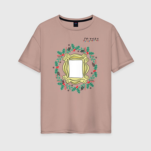 Женская футболка оверсайз Friends Венок и зерколо / Пыльно-розовый – фото 1