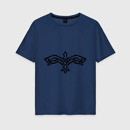 Женская футболка оверсайз Кельтский Сокол / Тёмно-синий – фото 1