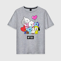 Футболка оверсайз женская BT21, цвет: меланж