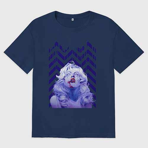 Женская футболка оверсайз Твин пикс / Тёмно-синий – фото 1