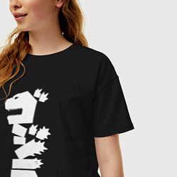 Футболка оверсайз женская Годзилла, цвет: черный — фото 2