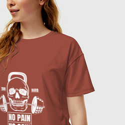 Футболка оверсайз женская No Pain No Gain, цвет: кирпичный — фото 2