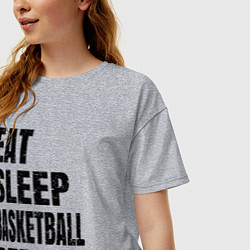 Футболка оверсайз женская EAT SLEEP BASKETBALL REPEAT, цвет: меланж — фото 2