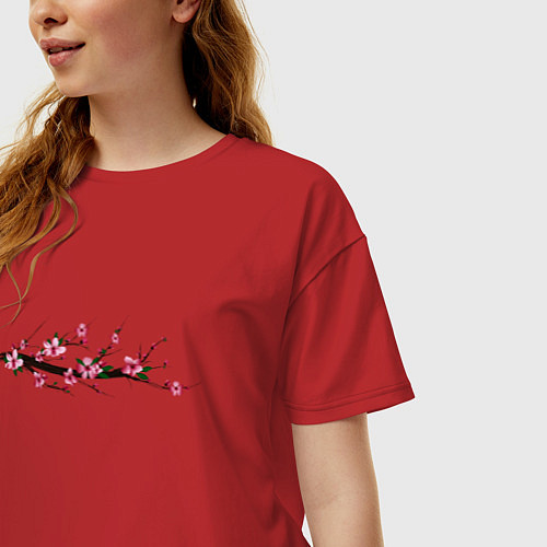 Женская футболка оверсайз Вишня / Красный – фото 3