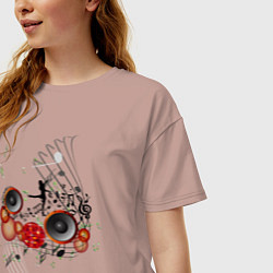 Футболка оверсайз женская Музыка, цвет: пыльно-розовый — фото 2