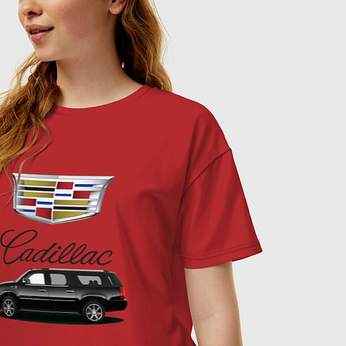 Женская футболка оверсайз Cadillac / Красный – фото 3