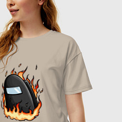 Футболка оверсайз женская Among Us fire, цвет: миндальный — фото 2