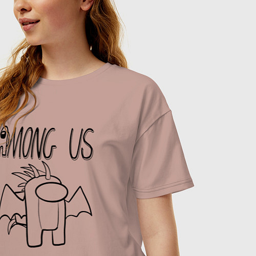 Женская футболка оверсайз Among Us / Пыльно-розовый – фото 3