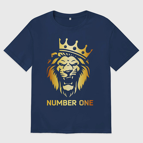 Женская футболка оверсайз ЗОЛОТОЙ ЛЕВ / Тёмно-синий – фото 1