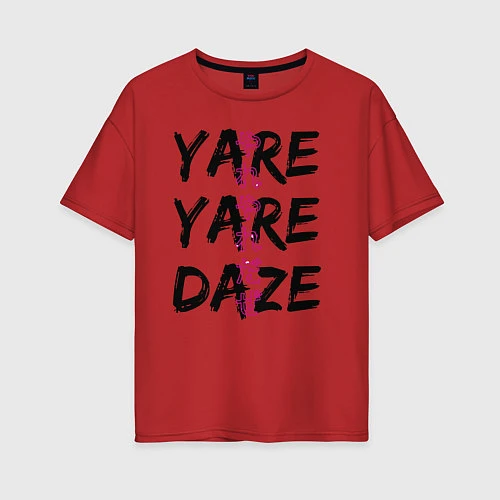 Женская футболка оверсайз YARE YARE DAZE / Красный – фото 1