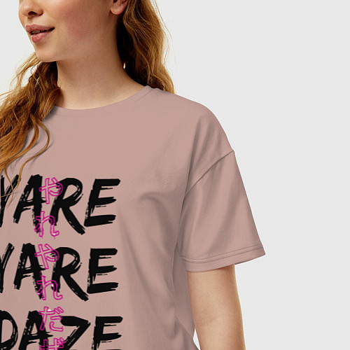 Женская футболка оверсайз YARE YARE DAZE / Пыльно-розовый – фото 3
