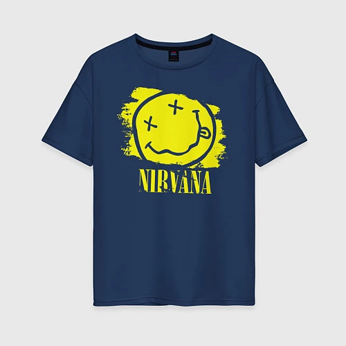 Женская футболка оверсайз Nirvana Smile / Тёмно-синий – фото 1