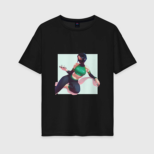Женская футболка оверсайз Отдыхающая Акали / Черный – фото 1