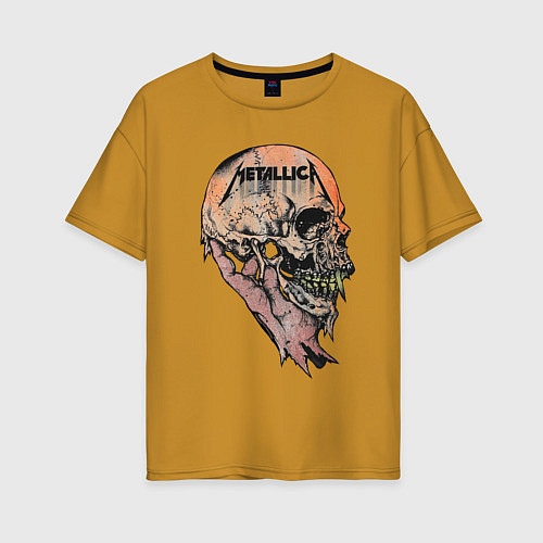 Женская футболка оверсайз Metallica art 04 / Горчичный – фото 1