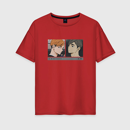 Женская футболка оверсайз Haikyuu!! Miya twins / Красный – фото 1
