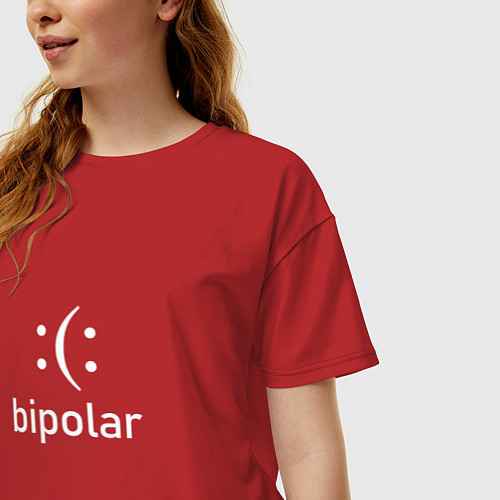 Женская футболка оверсайз Логотип биполярки / Красный – фото 3
