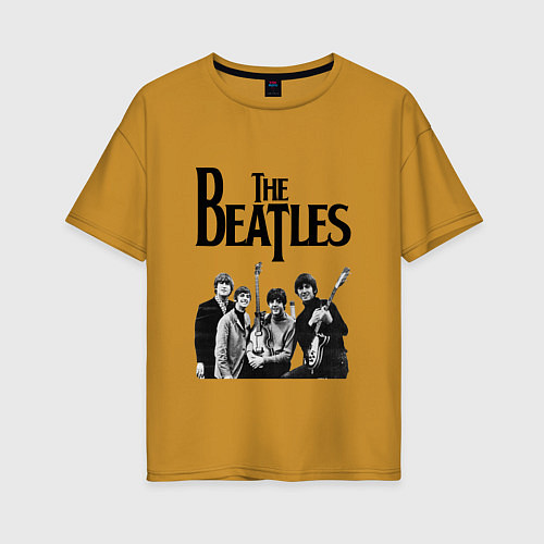 Женская футболка оверсайз The Beatles / Горчичный – фото 1