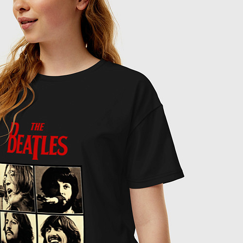 Женская футболка оверсайз The Beatles LET IT BE / Черный – фото 3
