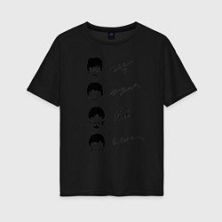 Футболка оверсайз женская The Beatles автографы, цвет: черный