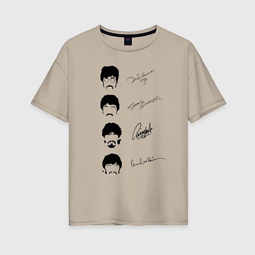 Женская футболка оверсайз The Beatles автографы / Миндальный – фото 1