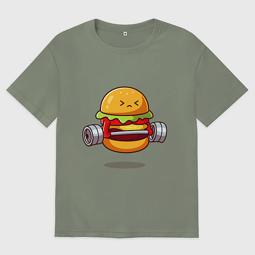 Женская футболка оверсайз Бургер на спорте / Авокадо – фото 1