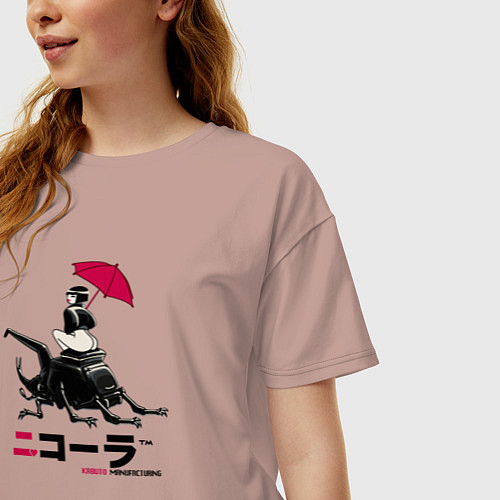 Женская футболка оверсайз Cyberpunk 2077, Nicola drink / Пыльно-розовый – фото 3