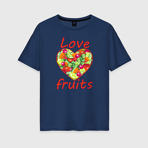 Женская футболка оверсайз Люблю фрукты / Тёмно-синий – фото 1