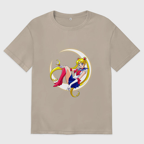Женская футболка оверсайз Sailor Moon / Миндальный – фото 1