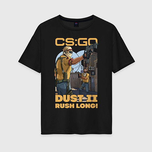 Женская футболка оверсайз CS:GO DUST 2 / Черный – фото 1