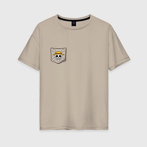 Женская футболка оверсайз One piece / Миндальный – фото 1