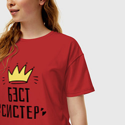 Футболка оверсайз женская Бэст систер, цвет: красный — фото 2