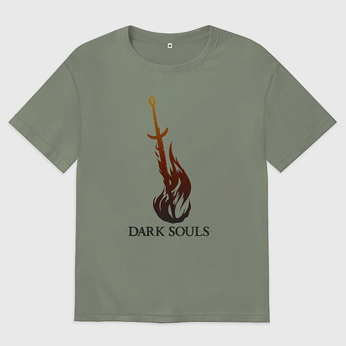 Женская футболка оверсайз Dark Souls - Bonfire / Авокадо – фото 1