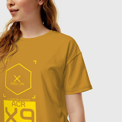 Женская футболка оверсайз ACR X9 Cyberpunk 2077 / Горчичный – фото 3