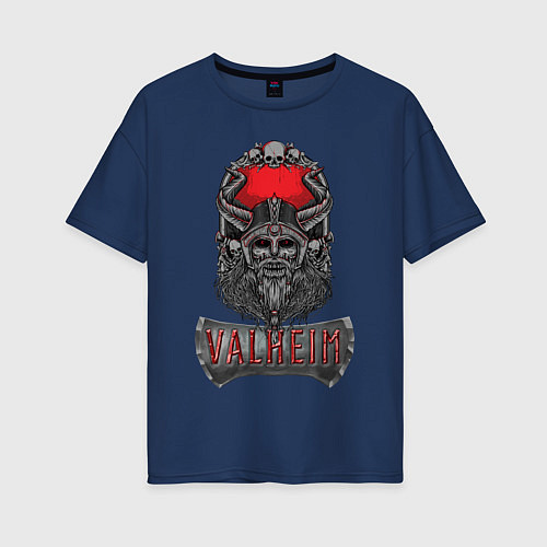 Женская футболка оверсайз VALHEIM ВАЛЬХЕЙМ Z / Тёмно-синий – фото 1