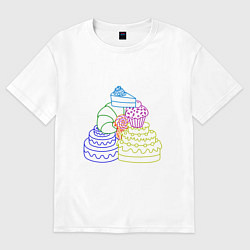 Футболка оверсайз женская Пищевая пирамида сладкая, цвет: белый