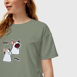 Футболка оверсайз женская Pop Cat, цвет: авокадо — фото 2